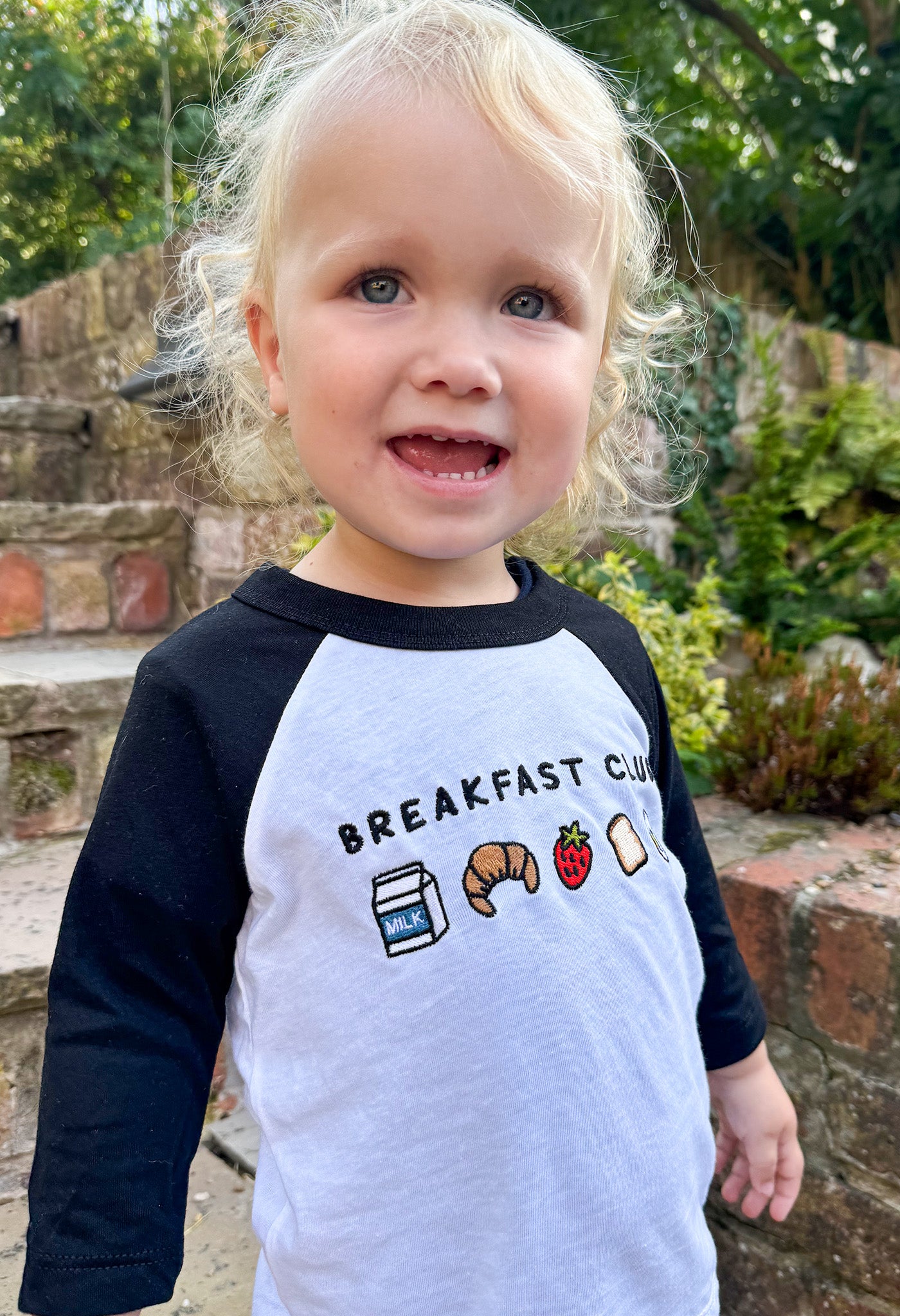 Breakfast Club Embroidered Micro Rib 3/4 Sleeve Childrens Tee