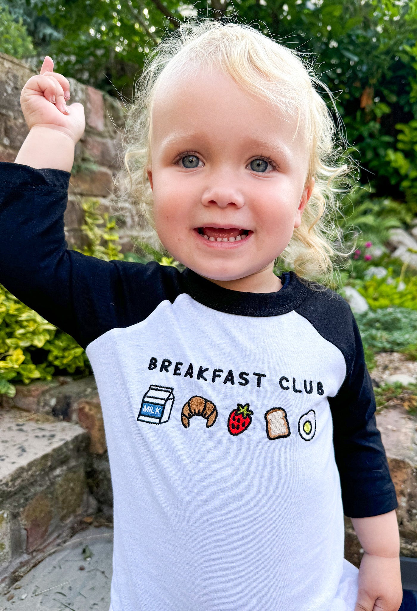 Breakfast Club Embroidered Micro Rib 3/4 Sleeve Childrens Tee