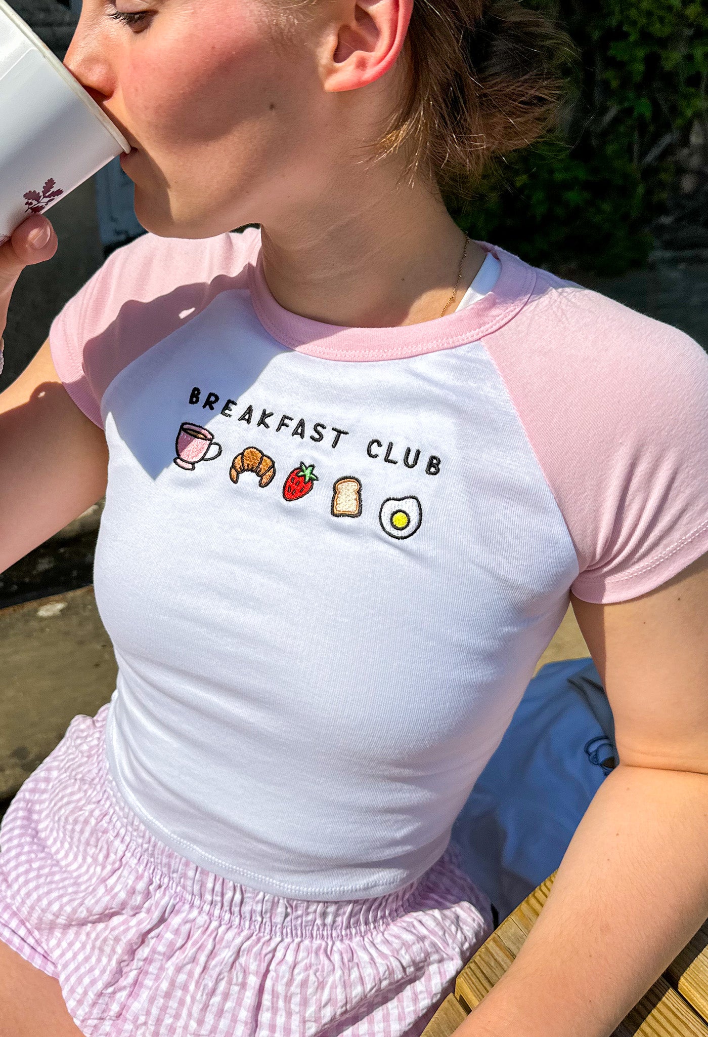 Breakfast Club Embroidered Micro Rib Baby Tee