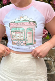 Morning Club Café Printed Micro Rib Baby Tee