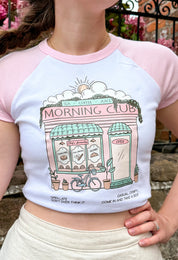 Morning Club Café Printed Micro Rib Baby Tee