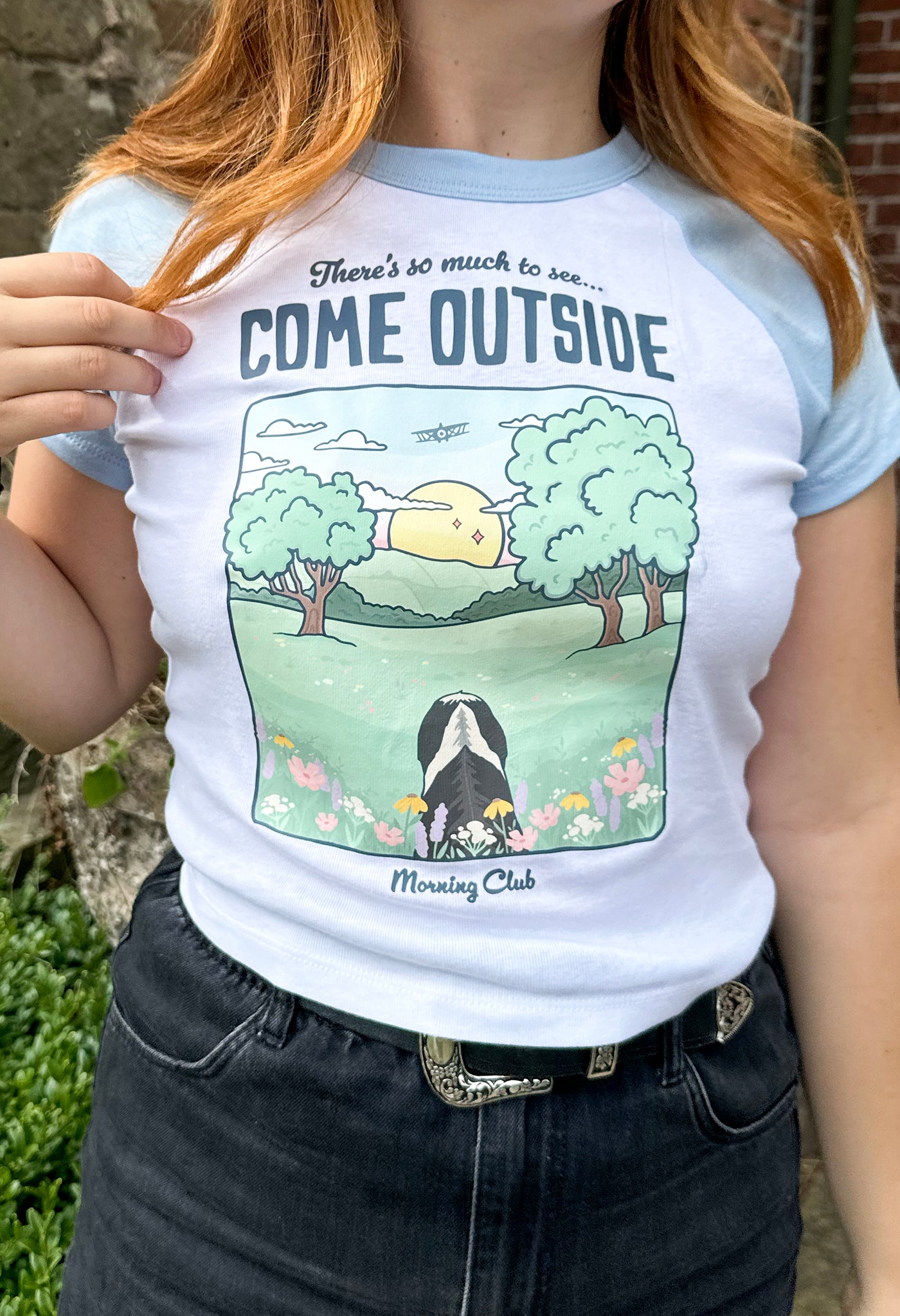 Come Outside Printed Micro Rib Baby Tee