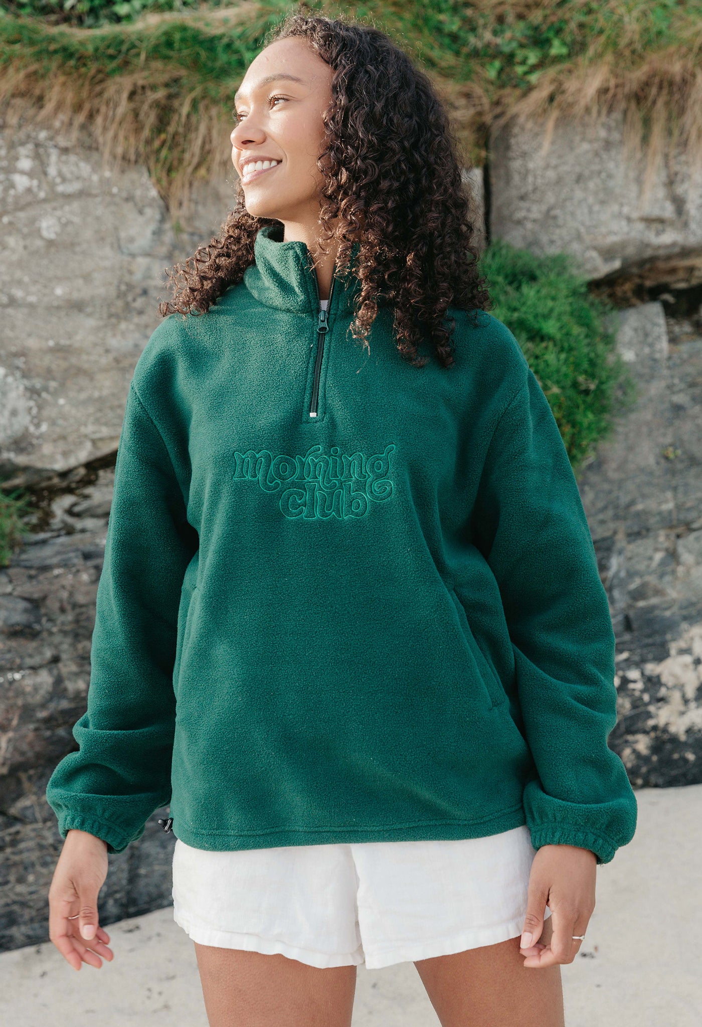 Essential Large Logo Recycled Polyester Quarter Zip Fleece