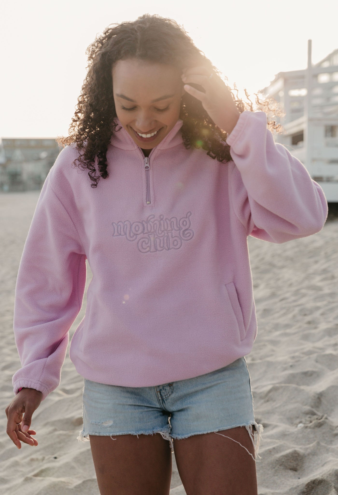 Essential Large Logo Recycled Polyester Quarter Zip Fleece