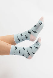 Orca Animal Wildlife Blue Socks