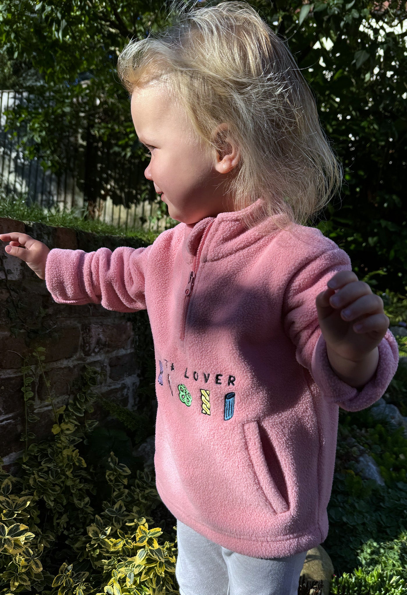 Pasta Lover Recycled Polyester Quarter Zip Childrens Fleece