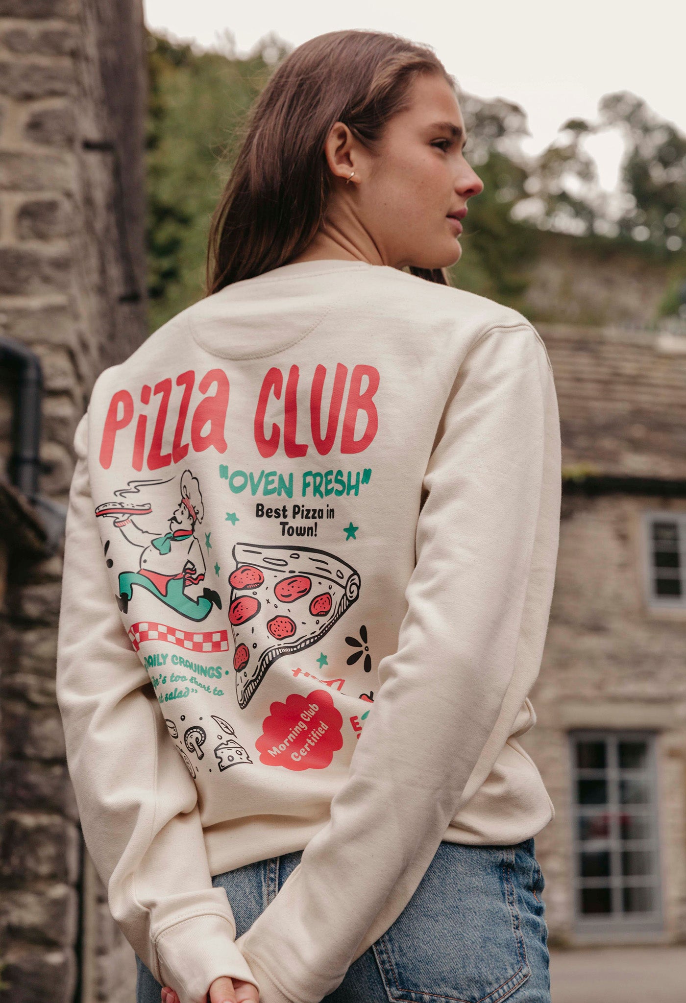 Pizza Club Organic Cotton Sweatshirt Perfect for Autumn season Morning Club