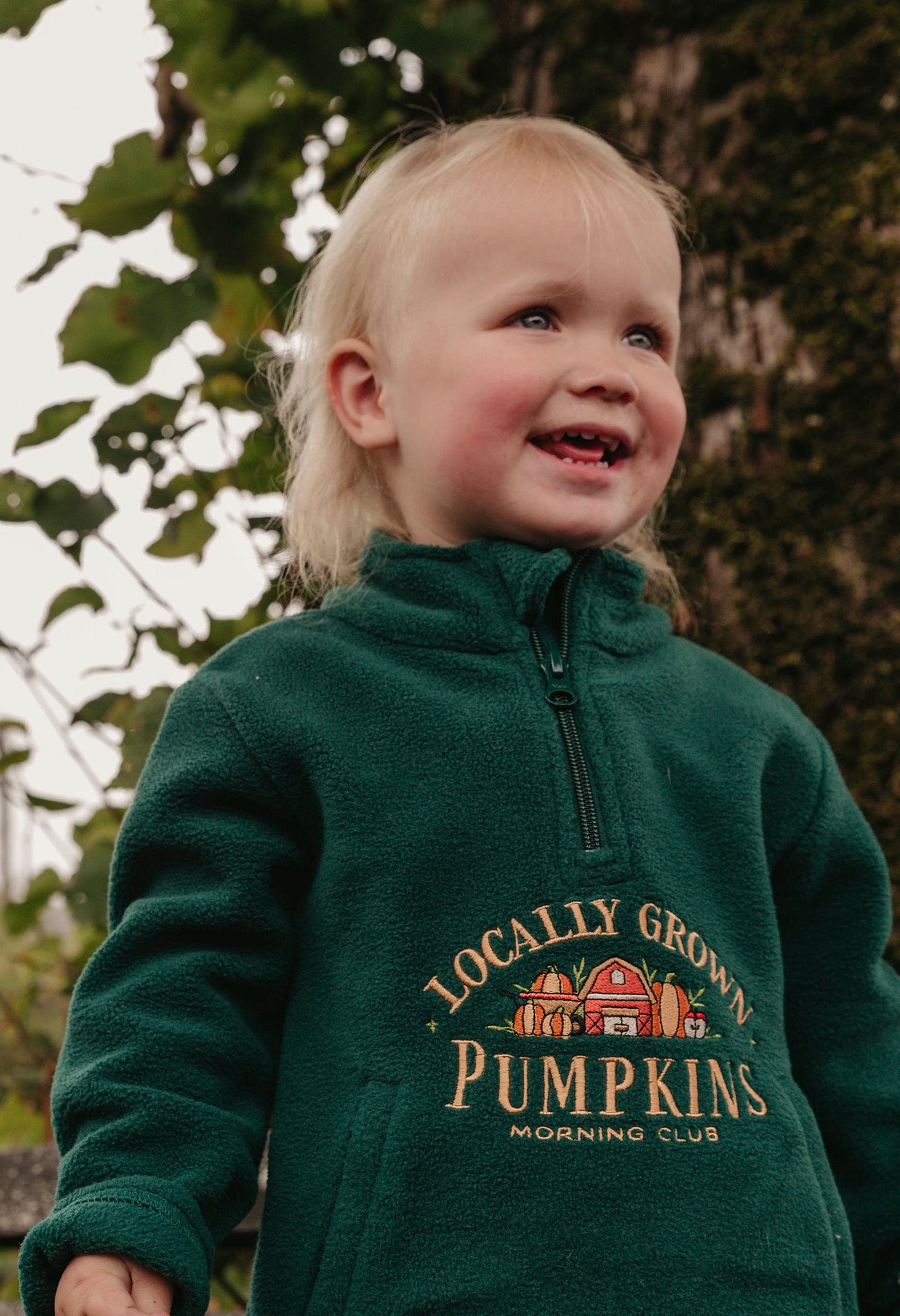 Pumpkins Recycled Polyester Quarter Zip Childrens Fleece