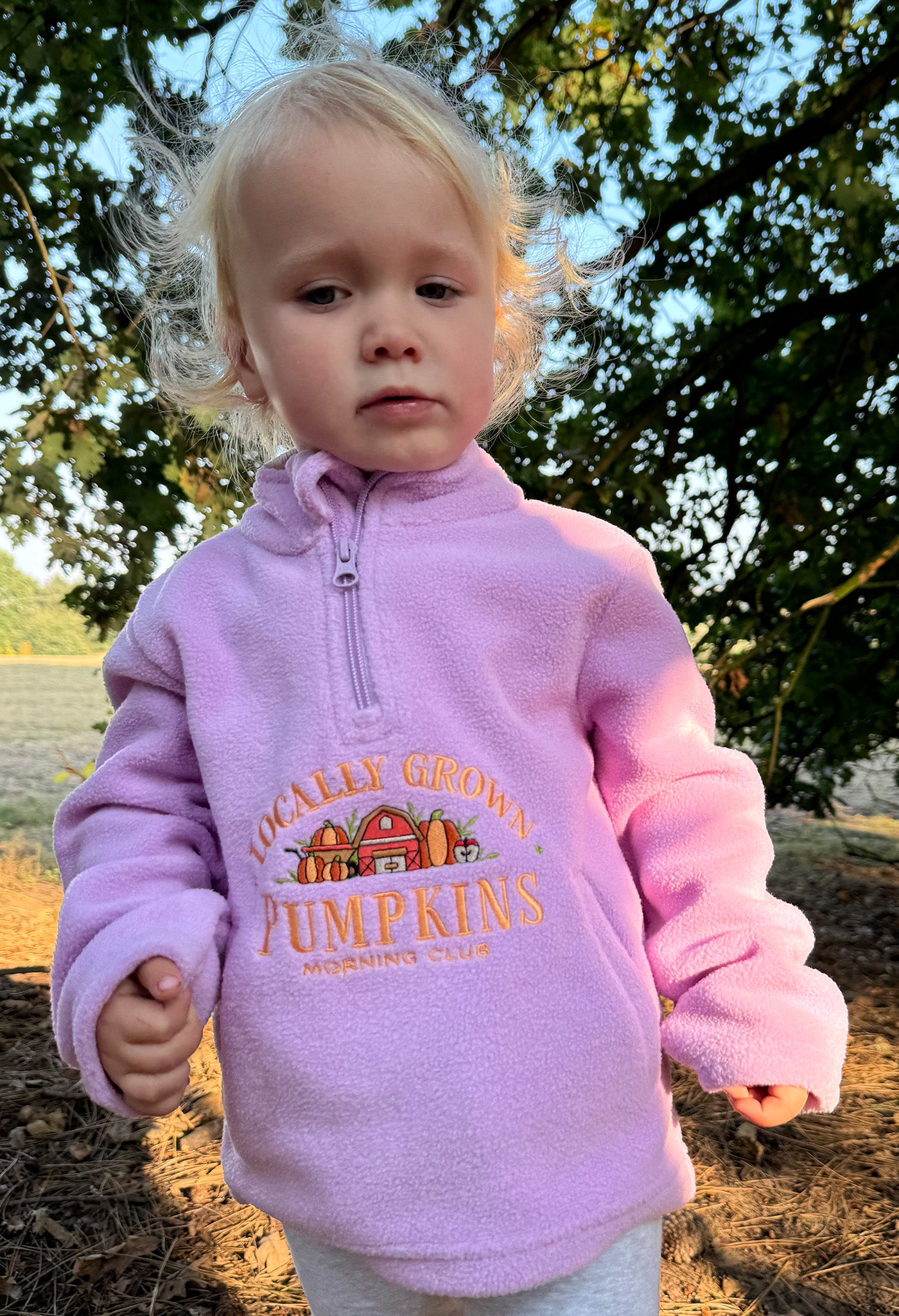 Pumpkins Recycled Polyester Quarter Zip Childrens Fleece