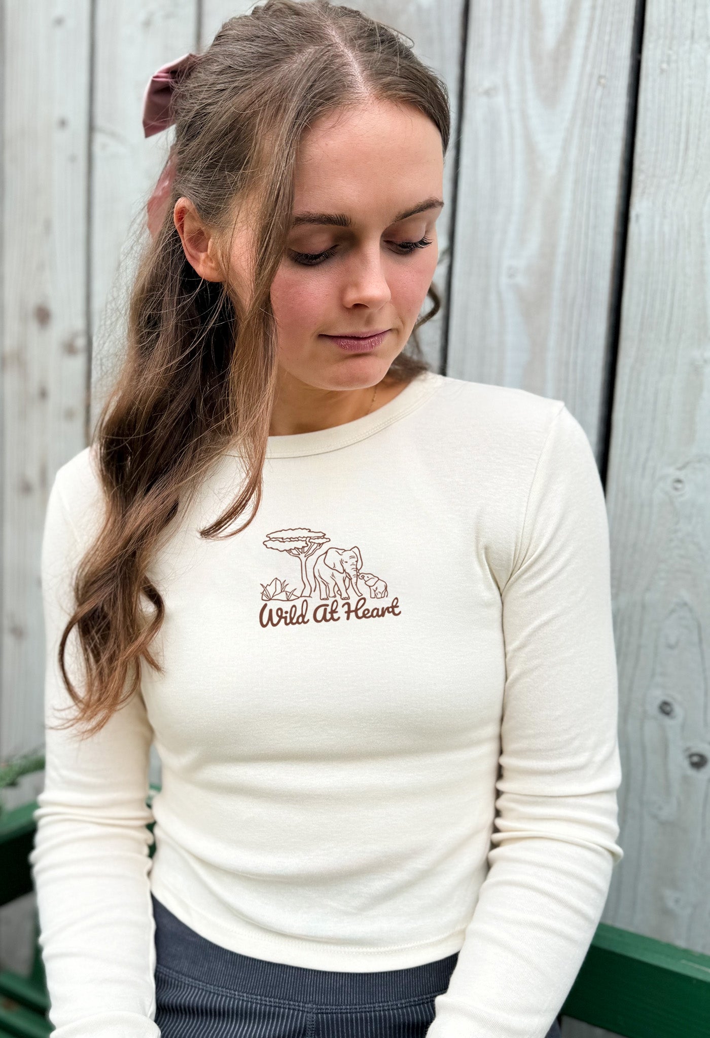 Wild At Heart Embroidered Micro Rib Long Sleeved Tee