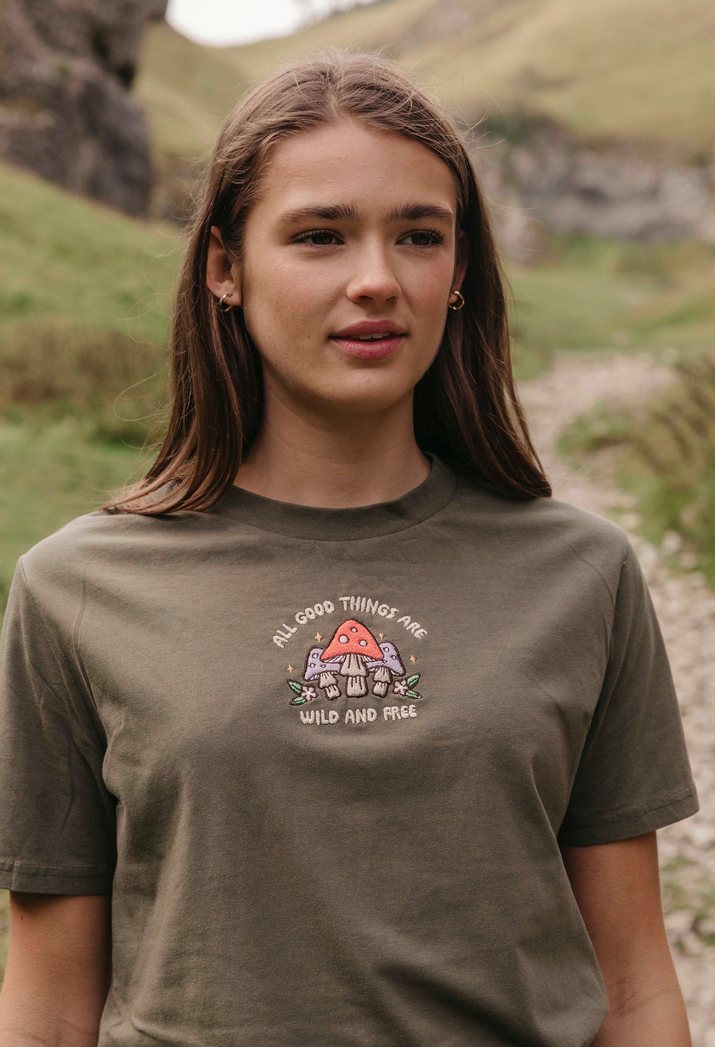 Wild Mushrooms Embroidered Organic Cotton T-Shirt