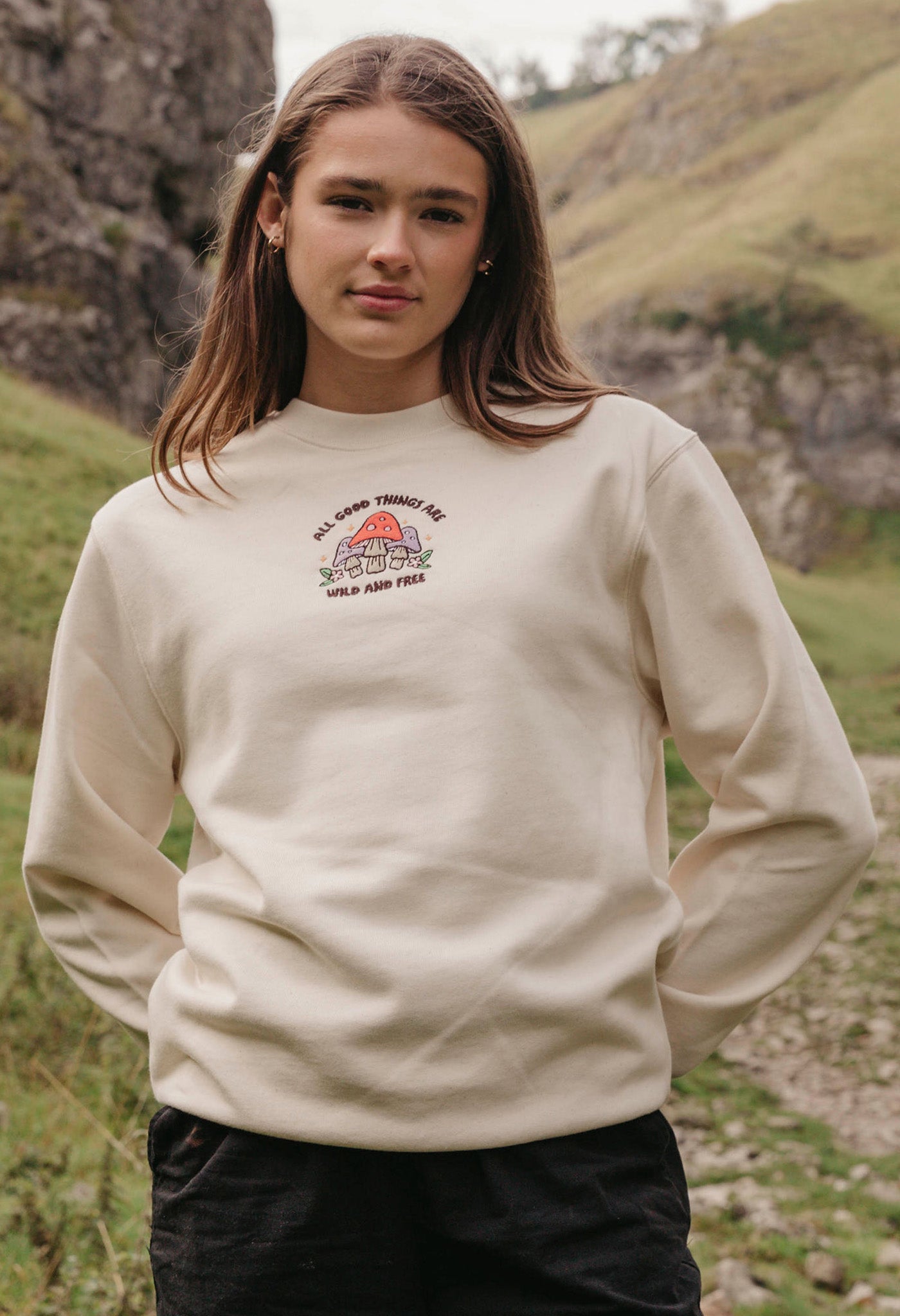 Wild Mushrooms Embroidered Organic Cotton Sweatshirt